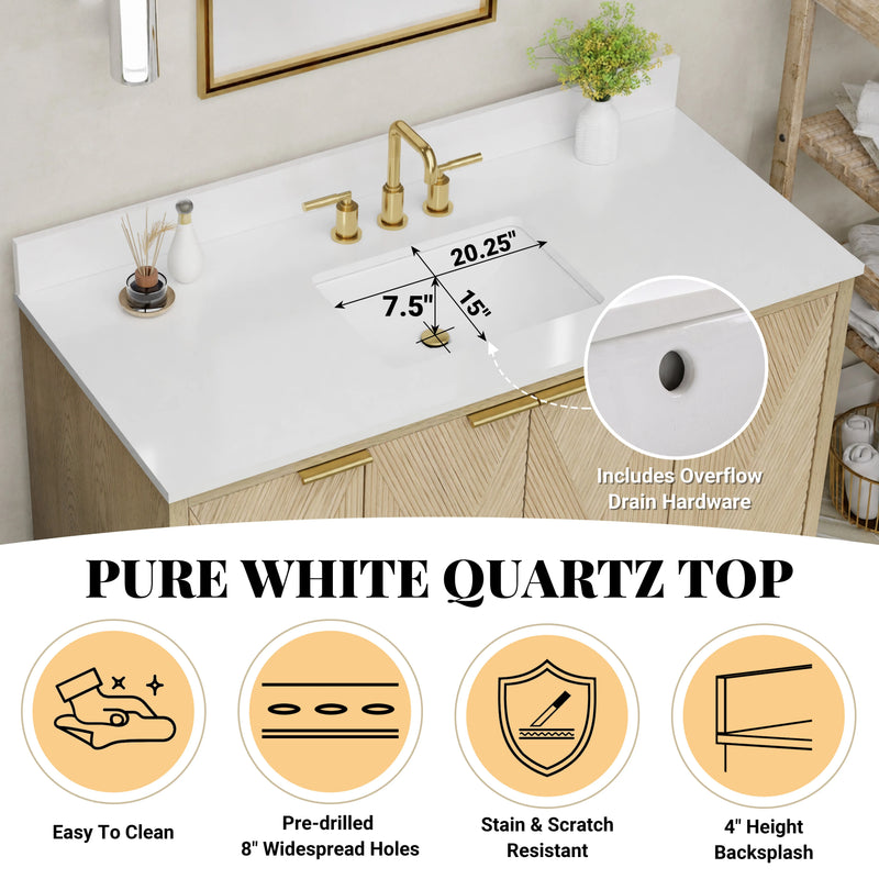 Summerville 48" Vanity Set with Pure White Quartz Countertop