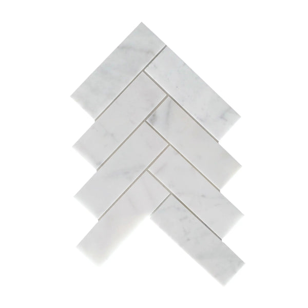 Calacatta Herringbone 8-in x 11-in Polished Marble Mosaic Floor and Wall Tile(0.61-sq. ft/ Piece)