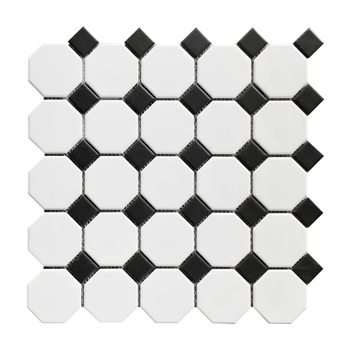 Single 11.6x11.6 inch Matte Octagon Porcelain Mosaic Tile – 0.93 sq. ft per piece, floor and wall use.