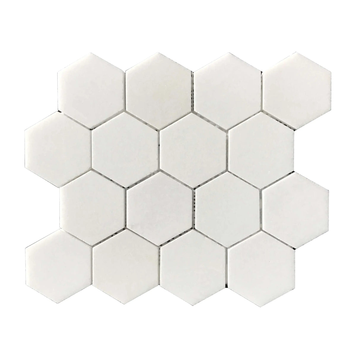 3-in Thassos White Hexagon 12-in x 10-in Polished Marble Mosaic Floor and Wall Tile( 4.15 sq. ft. /Box )