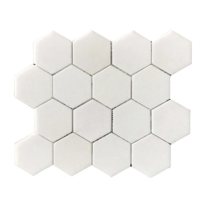 3-in Thassos White Hexagon 12-in x 10-in Polished Marble Mosaic Floor and Wall Tile( 4.15 sq. ft. /Box )