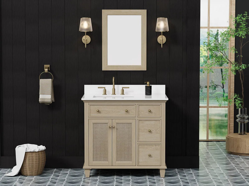 Ronnie 36" Vanity Set with Pure White Quartz top