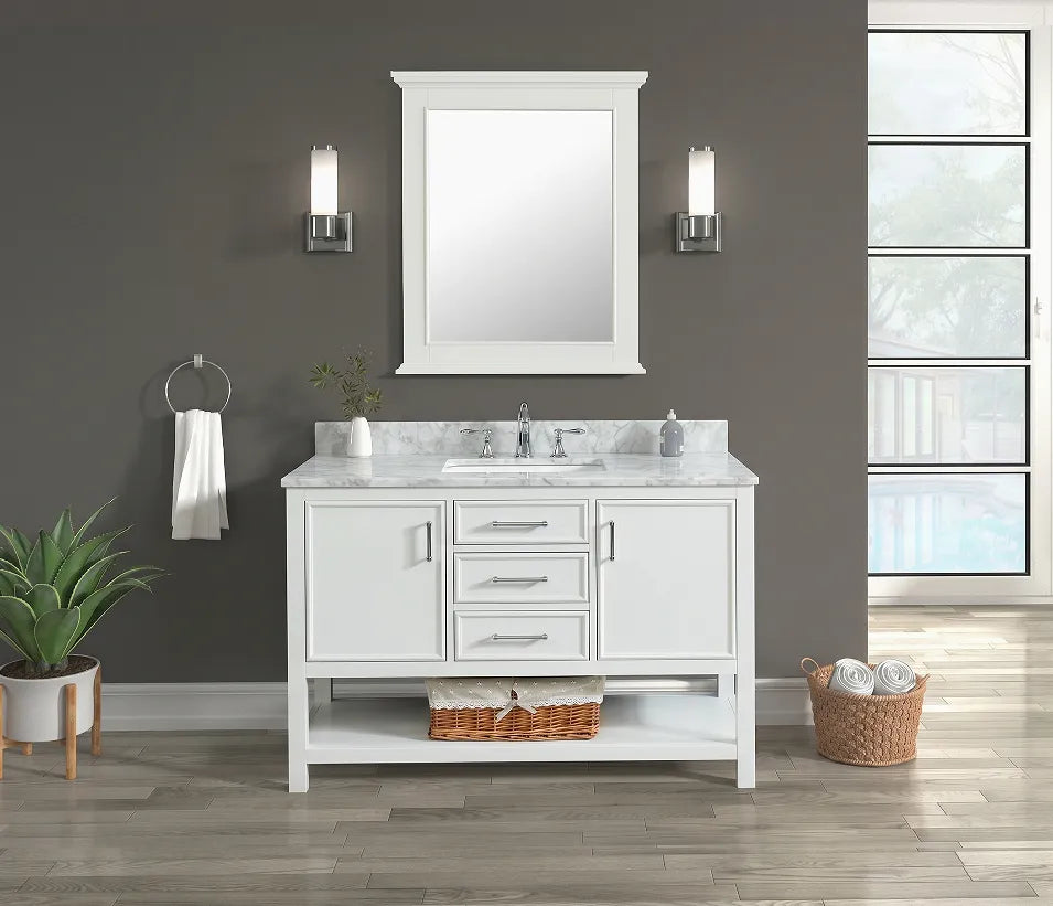 Premium Manhattan 48" Vanity With Premium Carrara Marble Top