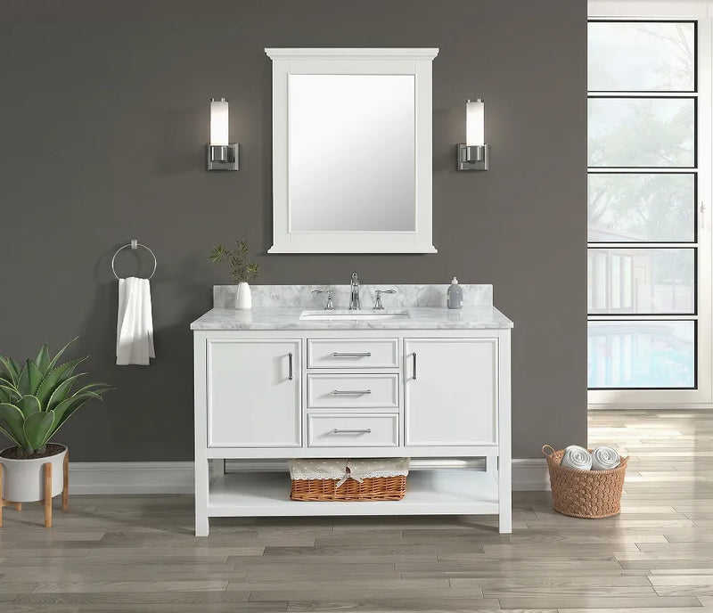 Premium Manhattan 48" Vanity With Premium Carrara Marble Top