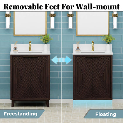Summerville 24" Vanity Set with Pure White Quartz Countertop
