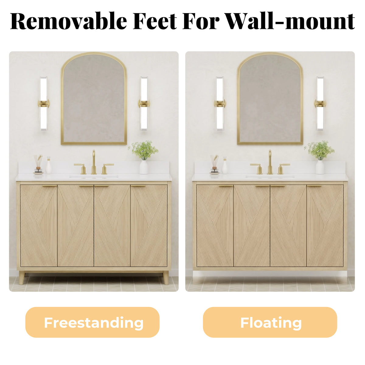 Summerville 48" Vanity Set with Pure White Quartz Countertop