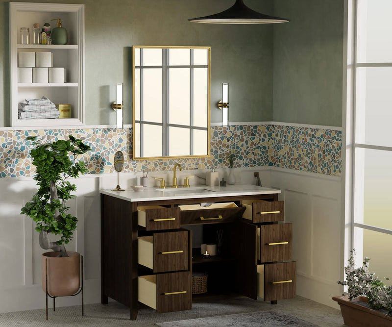 Warner 48" Single Vanity With Columbia White Marble Top