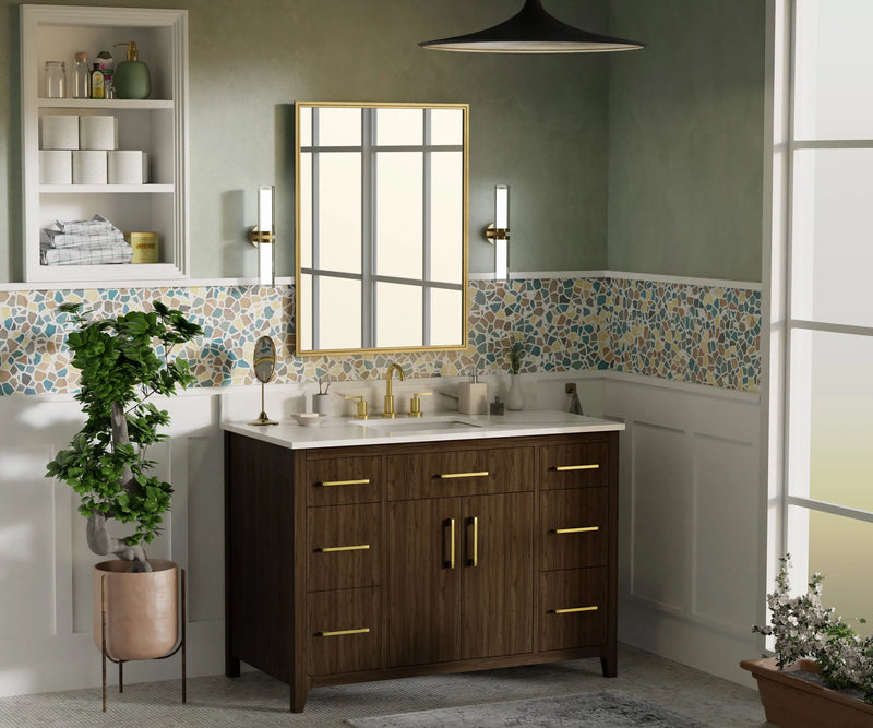 Warner 48" Single Vanity With Columbia White Marble Top