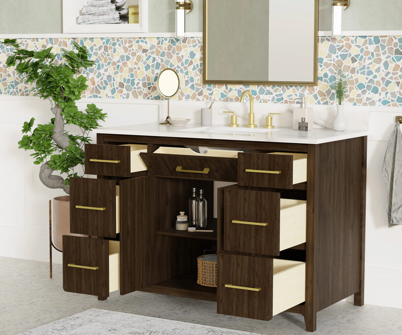 Warner 48" Single Vanity With Columbia White Marble Top