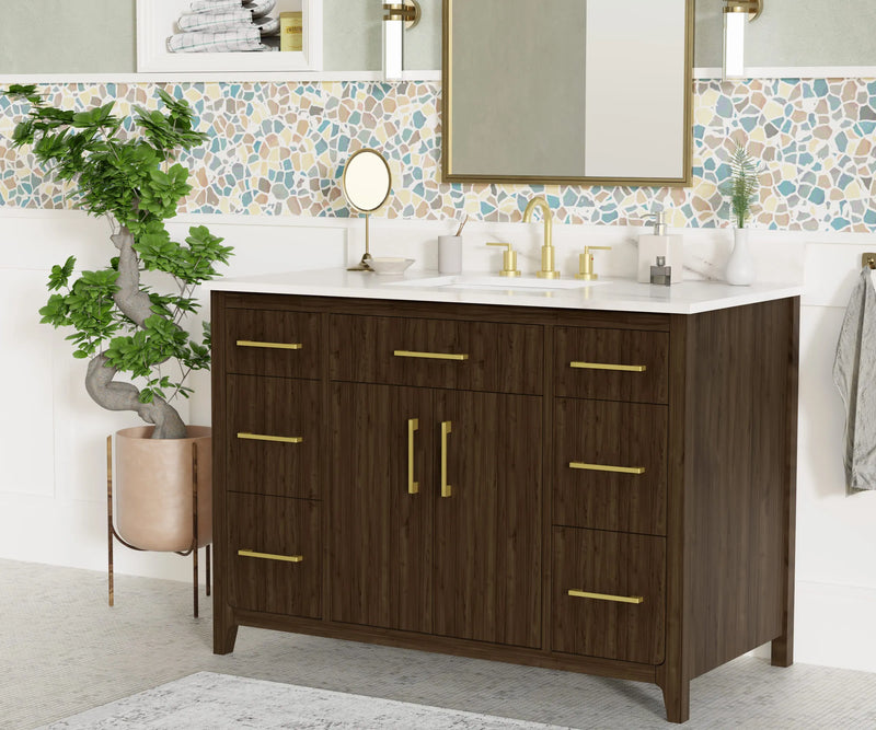Warner 48" Single Vanity With Columbia White Marble Top
