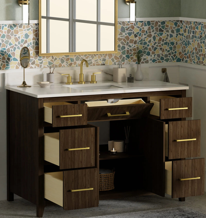 Warner 48" Single Vanity With Columbia White Marble Top