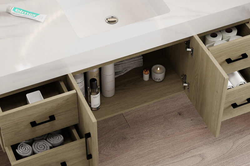 Utopia 48" Floating Bathroom Vanity with Calacatta Sintered Stone Top