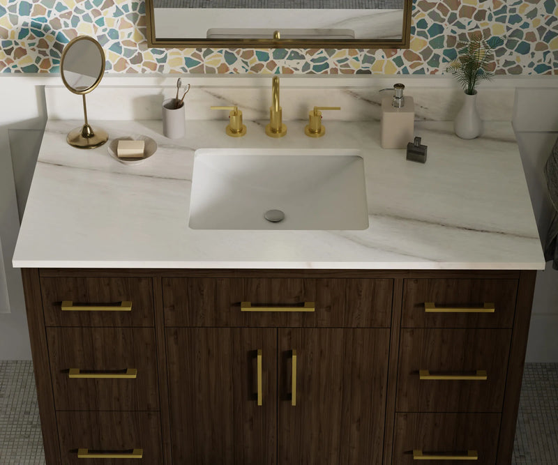Warner 48" Single Vanity With Columbia White Marble Top