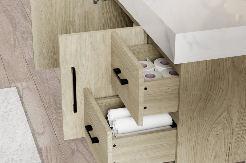 Utopia 48" Floating Bathroom Vanity with Calacatta Sintered Stone Top