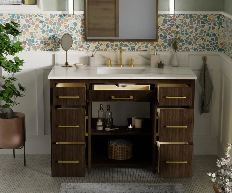 Warner 48" Single Vanity With Columbia White Marble Top