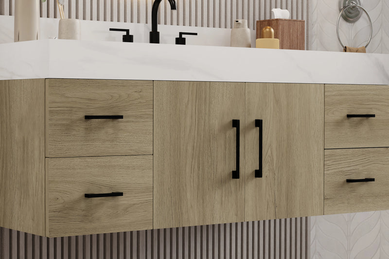 Utopia 48" Floating Bathroom Vanity with Calacatta Sintered Stone Top