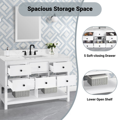Encino 48" Single Vanity With Carrara White Quartz Stone Top