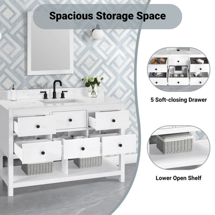 Encino 48" Single Vanity With Carrara White Quartz Stone Top