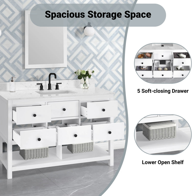 Encino 48" Single Vanity With Carrara White Quartz Stone Top