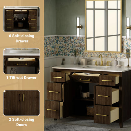 Warner 48" Single Vanity With Columbia White Marble Top