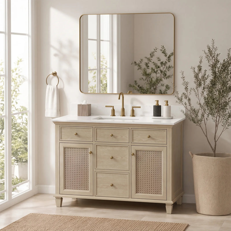 Ronnie 48" Vanity Set with White Carrara Quartz Top