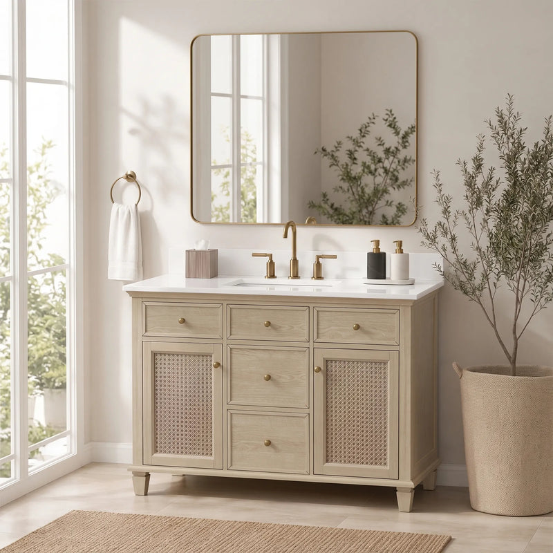 Ronnie 48" Vanity Set with Pure White Quartz top