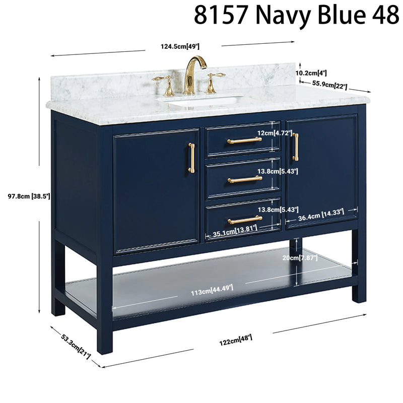 2.0 Manhattan 48" Vanity With Carrara Marble Top