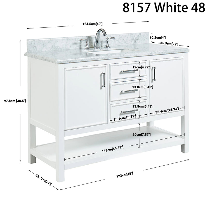 2.0 Manhattan 48" Vanity With Carrara Marble Top