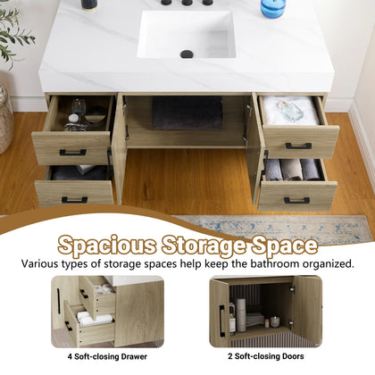 Utopia 48" Floating Bathroom Vanity with Calacatta Sintered Stone Top