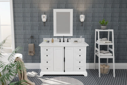 Icon 48" Single Vanity in White with Carrara Marble Top