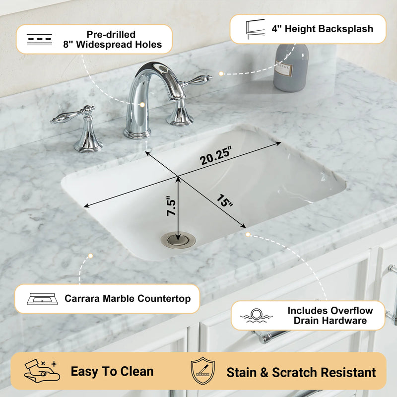 1.0 Manhattan 48" Vanity With Carrara Marble Top