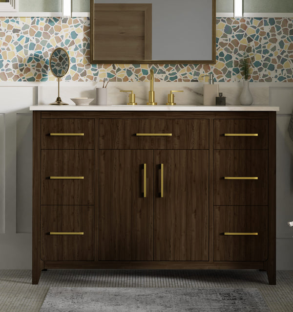 Warner 48" Single Vanity With Columbia White Marble Top
