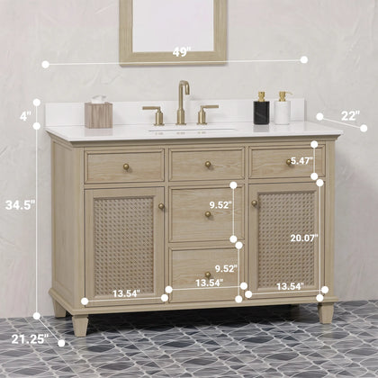 Ronnie 48" Vanity Set with Pure White Quartz top