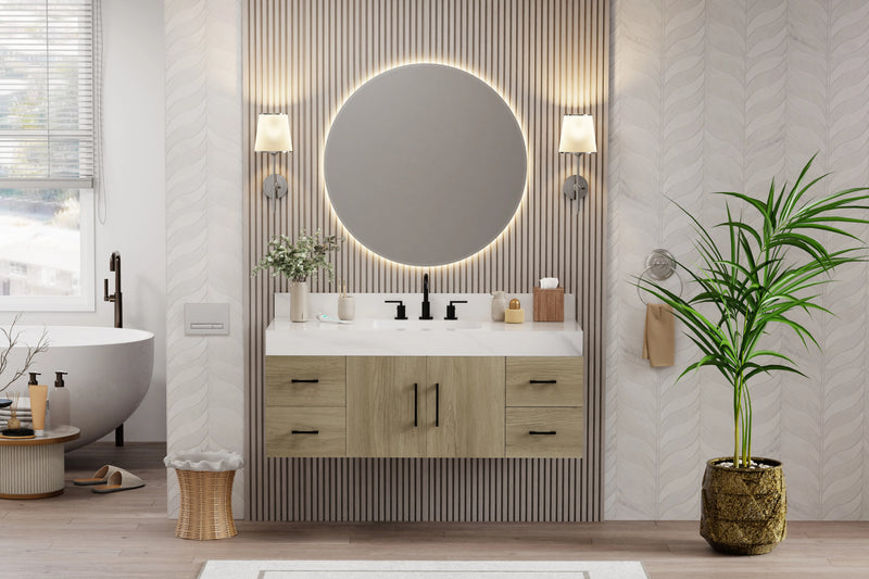 Utopia 48" Floating Bathroom Vanity with Calacatta Sintered Stone Top