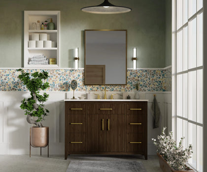 Warner 48" Single Vanity With Columbia White Marble Top