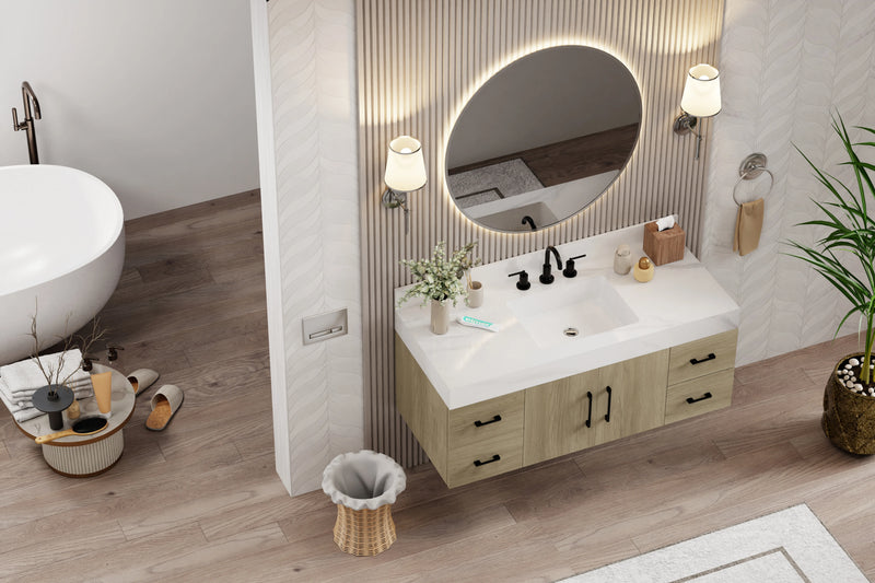 Utopia 48" Floating Bathroom Vanity with Calacatta Sintered Stone Top