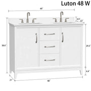 Luton 48" double Vanity With Crystal White Quartz Stone Top