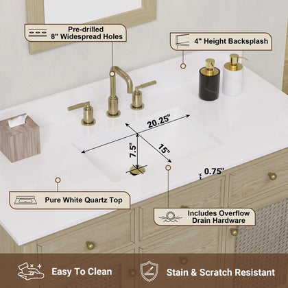 Ronnie 48" Vanity Set with Pure White Quartz top