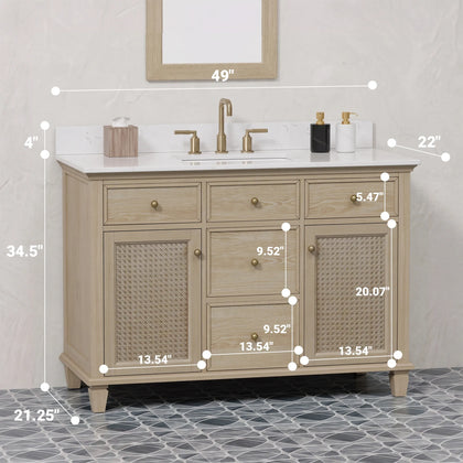 Ronnie 48" Vanity Set with White Carrara Quartz Top