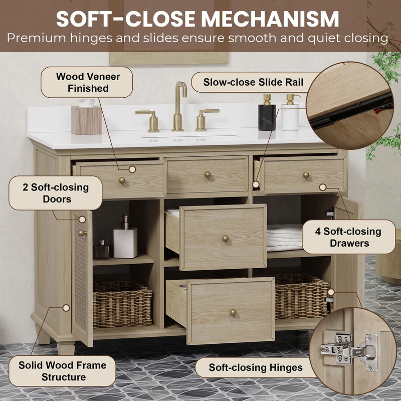 Ronnie 48" Vanity Set with Pure White Quartz top