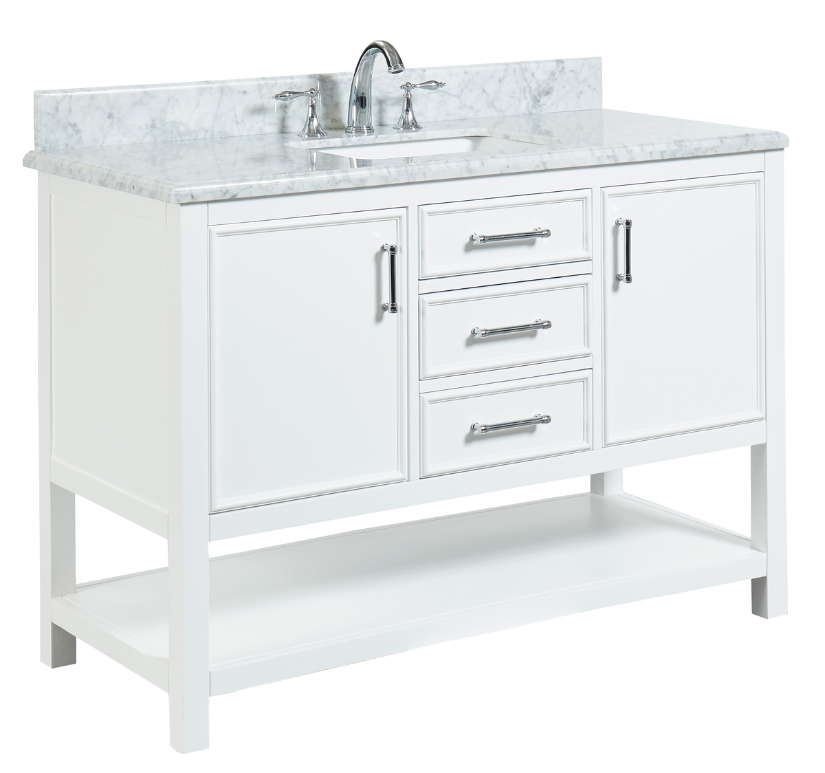 Manhattan 48" Vanity With Carrara Marble Top