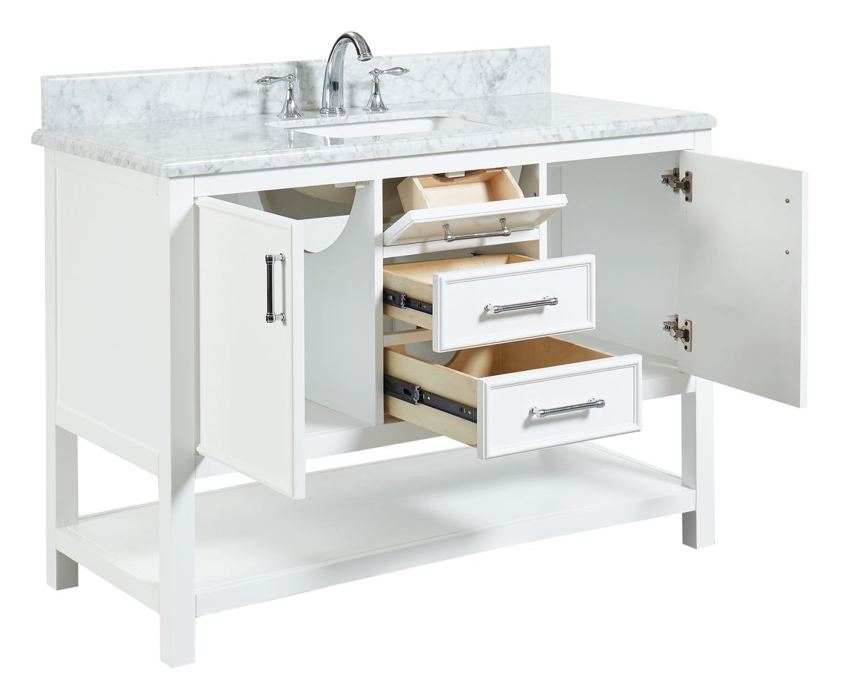 Manhattan 48" Vanity With Carrara Marble Top