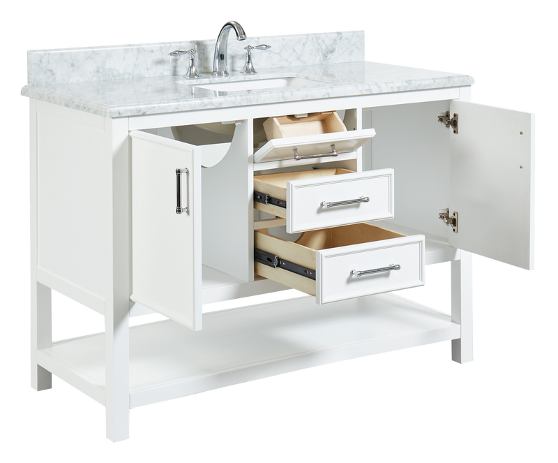 Manhattan 48" Vanity With Carrara Marble Top
