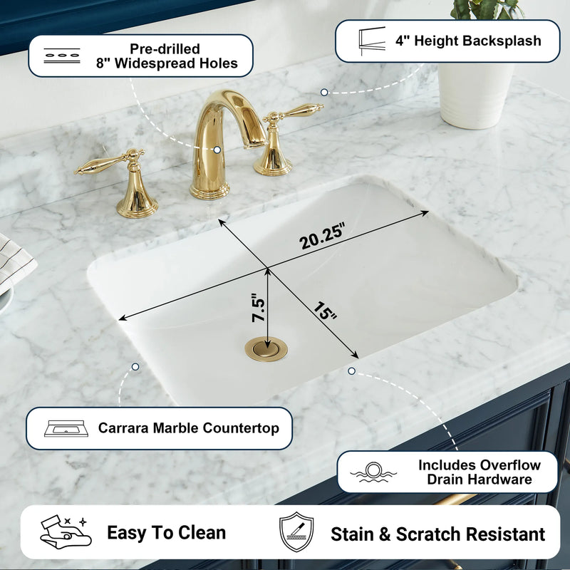1.0 Manhattan 48" Vanity With Carrara Marble Top