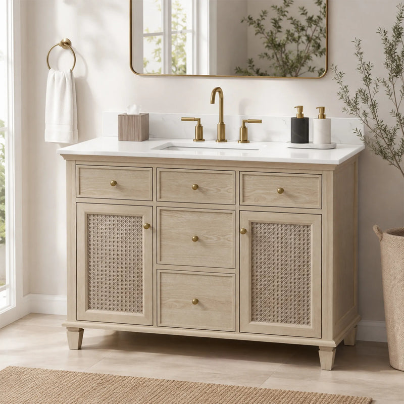 Ronnie 48" Vanity Set with White Carrara Quartz Top