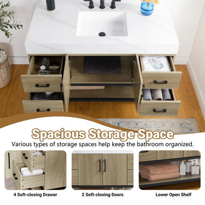 Utopia 48" Freestanding Bathroom Vanity with Calacatta Sintered Stone Top