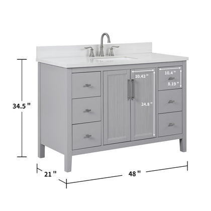 Hollister 48" Single Vanity with Sintered Stone Carrara Top