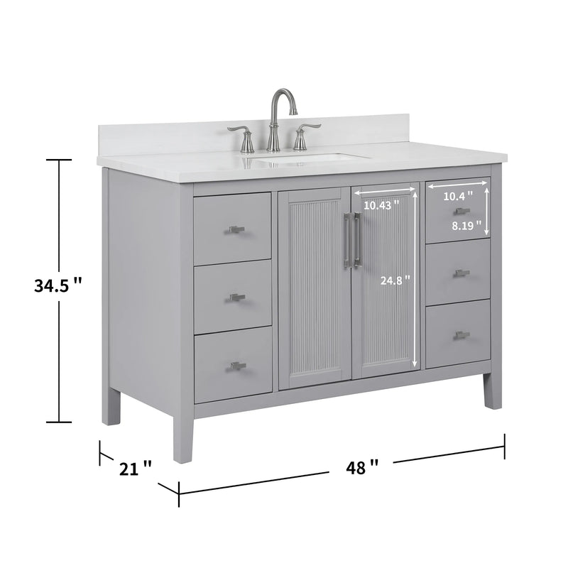 Hollister 48" Single Vanity with Sintered Stone Carrara Top