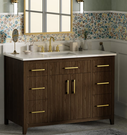 Warner 48" Single Vanity With Columbia White Marble Top