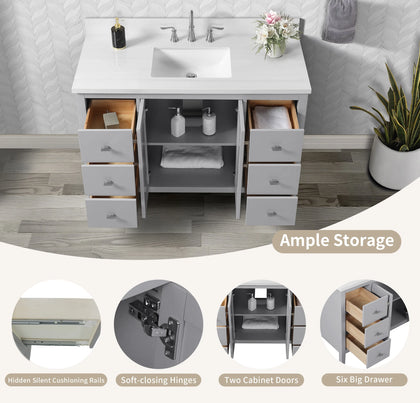 Hollister 48" Single Vanity with Sintered Stone Carrara Top